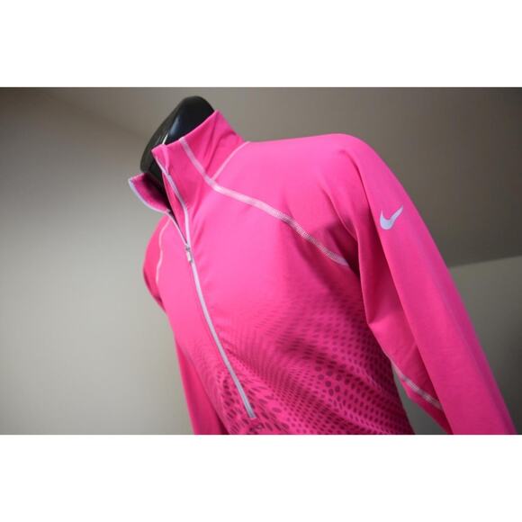 Nike Pro Running 1/4 Zip Performance Dri Fit Fitted Pink Jacket Womens Size XL - Picture 1 of 9